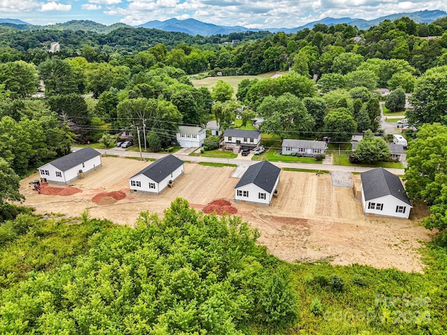 bird's eye view with a mountain view