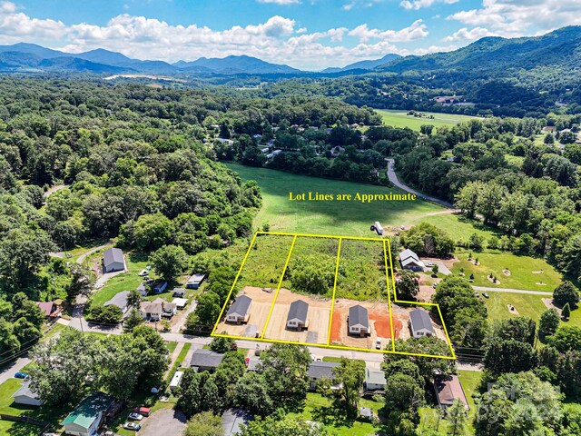 birds eye view of property with a mountain view