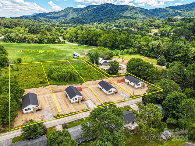 birds eye view of property with a mountain view