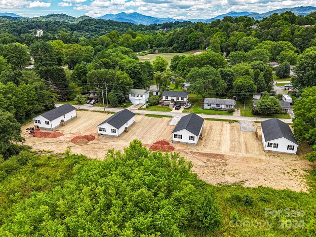 aerial view with a mountain view