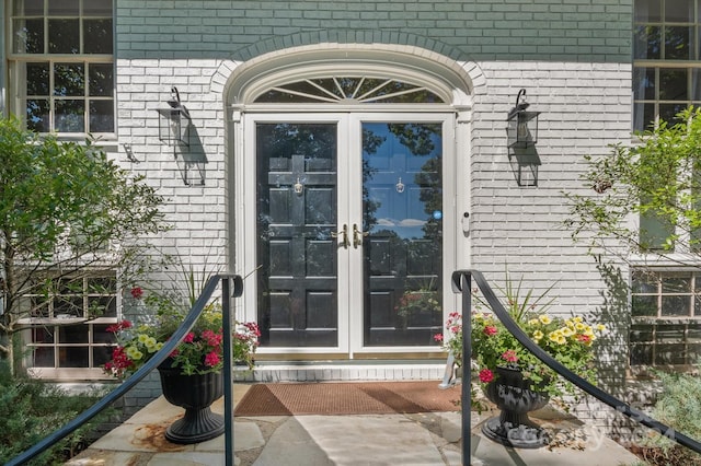 property entrance with french doors