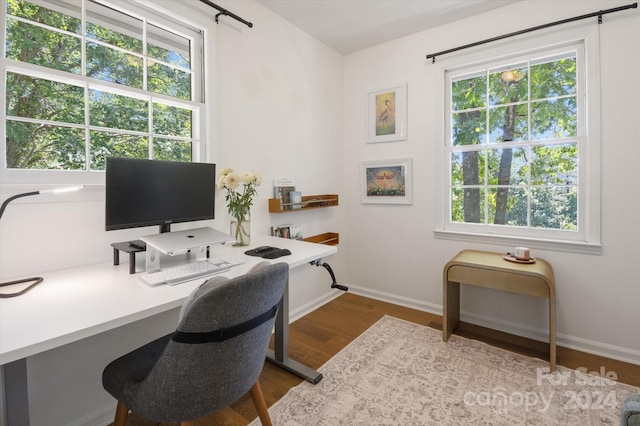 office featuring hardwood / wood-style floors