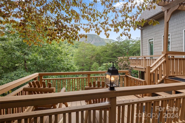 deck featuring a mountain view