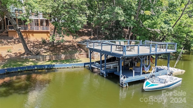 dock area featuring a water view