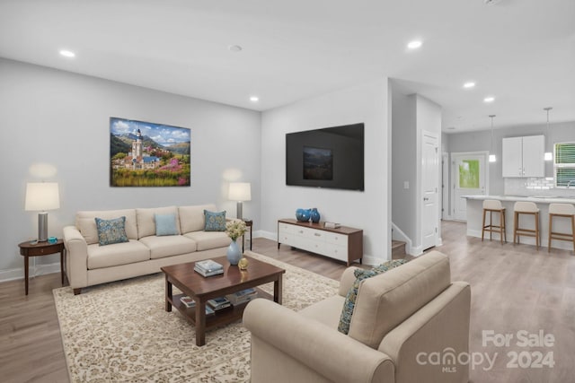 living room featuring light hardwood / wood-style flooring