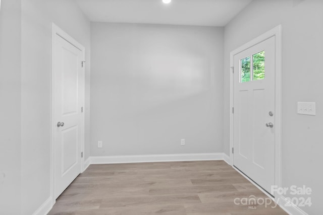 foyer with light hardwood / wood-style floors