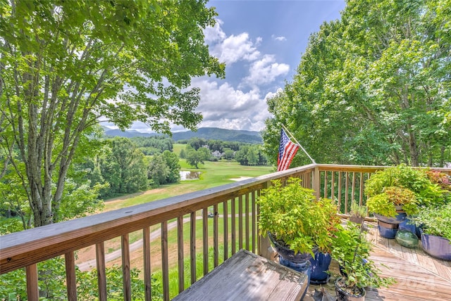 deck with a mountain view
