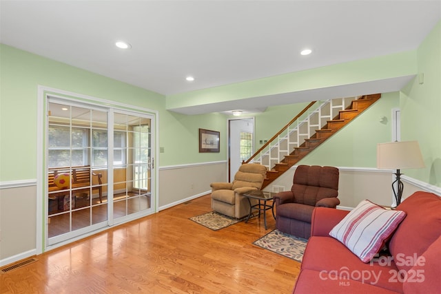 living room featuring wood-type flooring