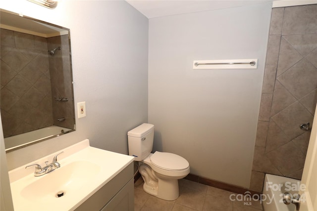 410 Clinton Dr, Kings Mountain, NC 28086 - bathroom featuring bathing tub / shower combination, tile patterned flooring, vanity, and toilet