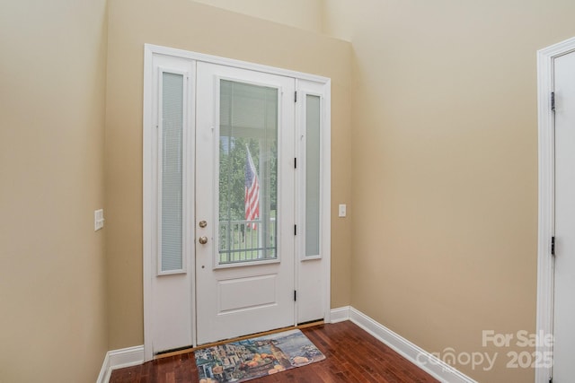 doorway featuring dark hardwood / wood-style flooring