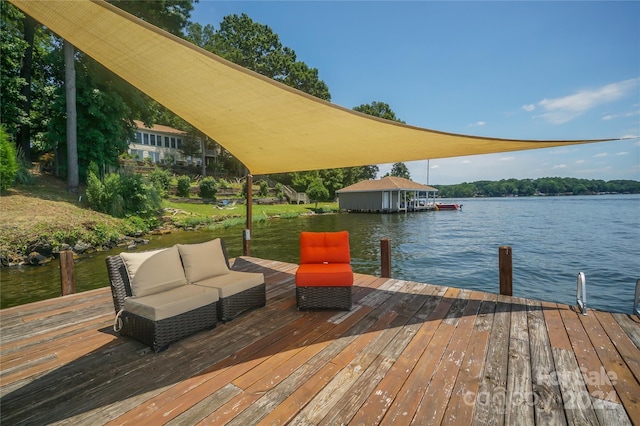 view of dock featuring a water view