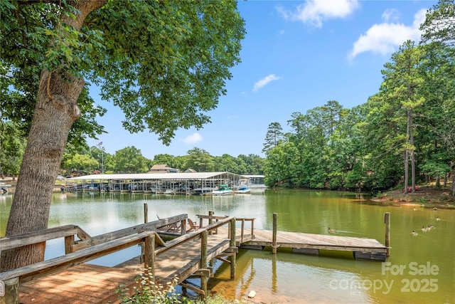 view of dock featuring a water view