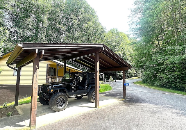 view of car parking with a carport