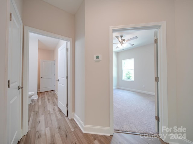 hall featuring light wood-type flooring