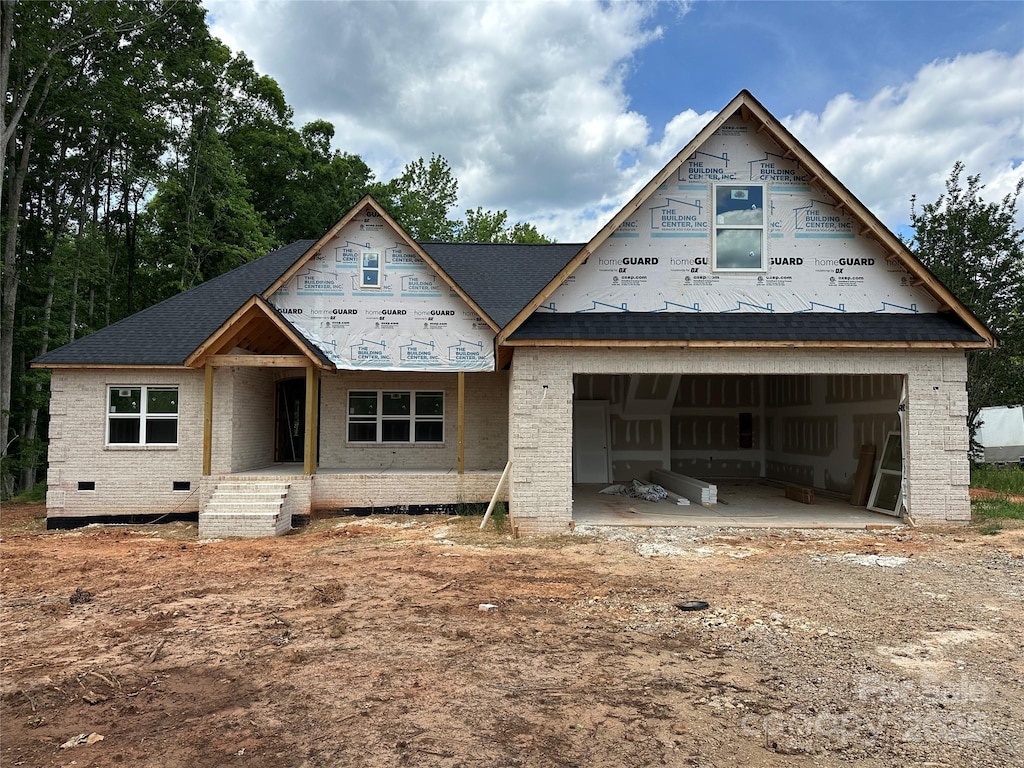 1500 Crowders Creek Rd, Gastonia, NC 28052 - property in mid-construction with brick siding, a garage, and crawl space