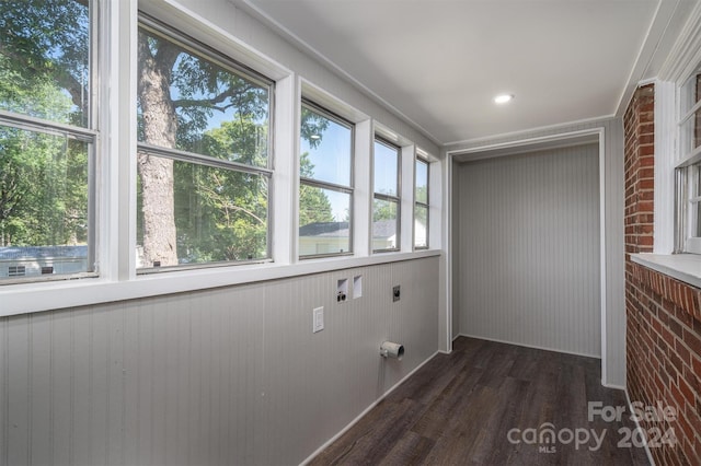 laundry room with dark hardwood / wood-style floors and hookup for an electric dryer