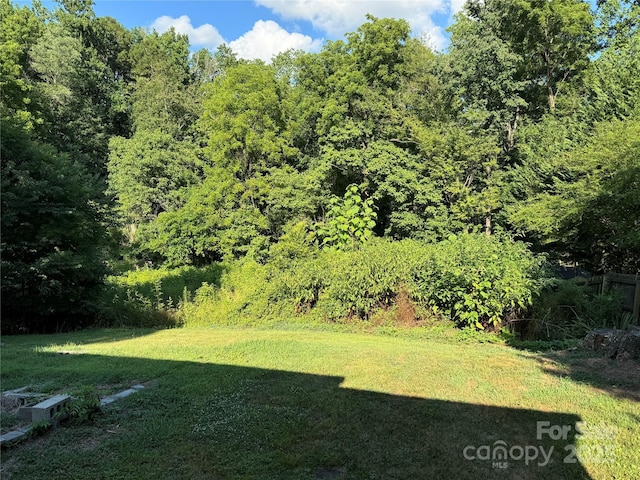 view of yard featuring a view of trees