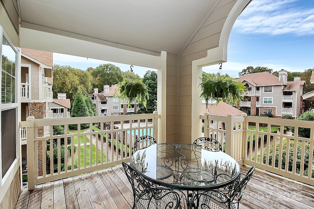 wooden balcony with a deck