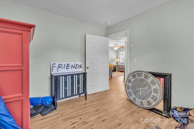 bedroom with light hardwood / wood-style flooring