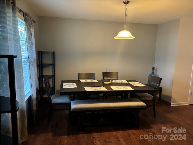 dining space featuring dark wood-type flooring