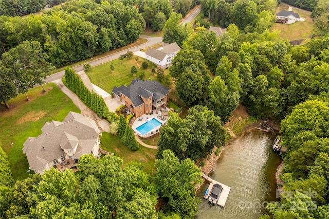 bird's eye view featuring a water view