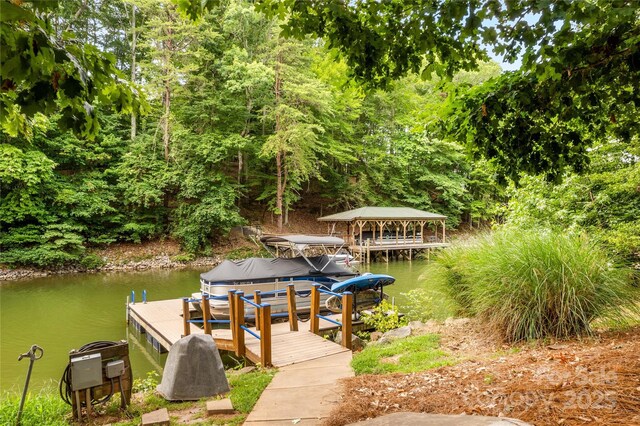 dock area featuring a water view