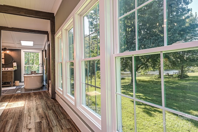 view of unfurnished sunroom