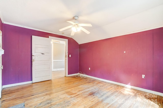 bonus room featuring ceiling fan, hardwood / wood-style floors, and lofted ceiling