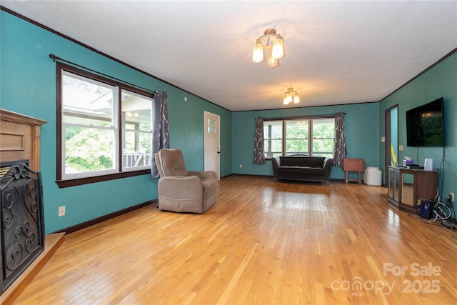 living room featuring light wood-type flooring