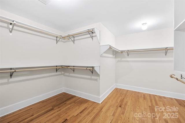 walk in closet featuring light hardwood / wood-style floors