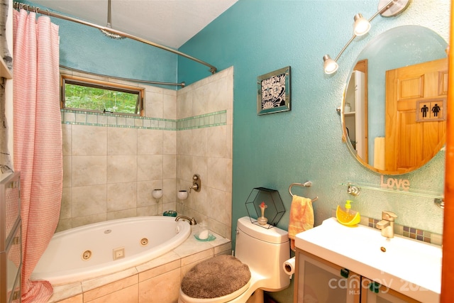 full bathroom with toilet, tiled shower / bath combo, and sink