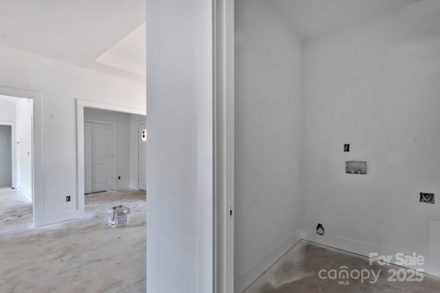 laundry area with electric dryer hookup, baseboards, laundry area, and washer hookup