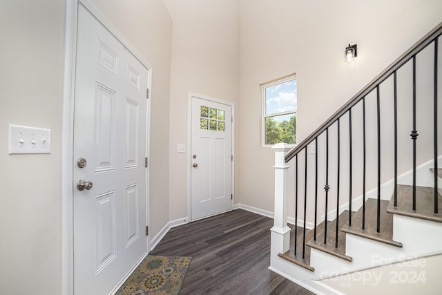 foyer featuring dark hardwood / wood-style floors