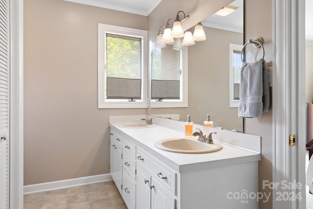4299 Randleman Rd, Iron Station, NC 28080 - full bathroom featuring a sink, ornamental molding, and double vanity