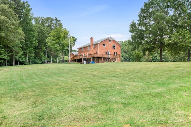 4299 Randleman Rd, Iron Station, NC 28080 - view of yard with a wooden deck and stairway