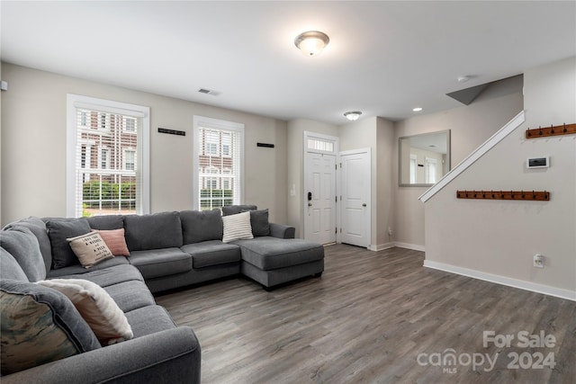 living room featuring hardwood / wood-style flooring