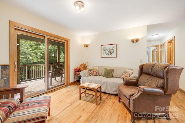 living room with light hardwood / wood-style floors