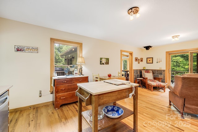 interior space with light hardwood / wood-style flooring