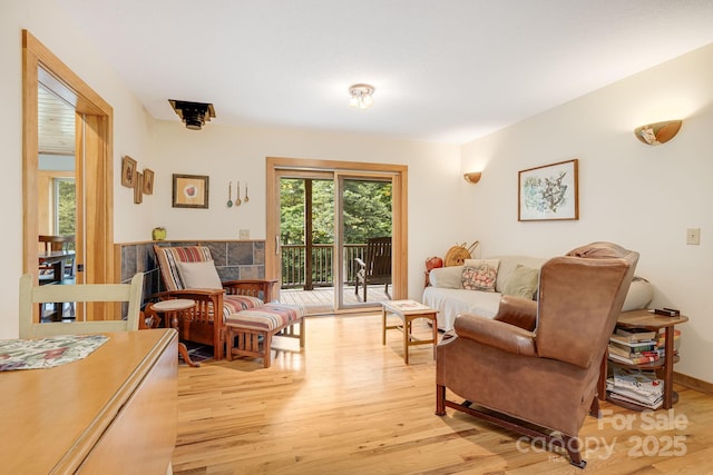 living area featuring light wood-type flooring