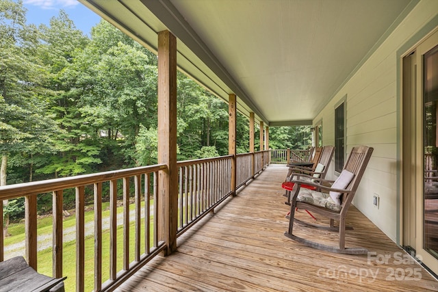 deck with covered porch