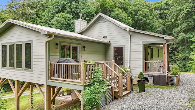 view of front of property with a deck