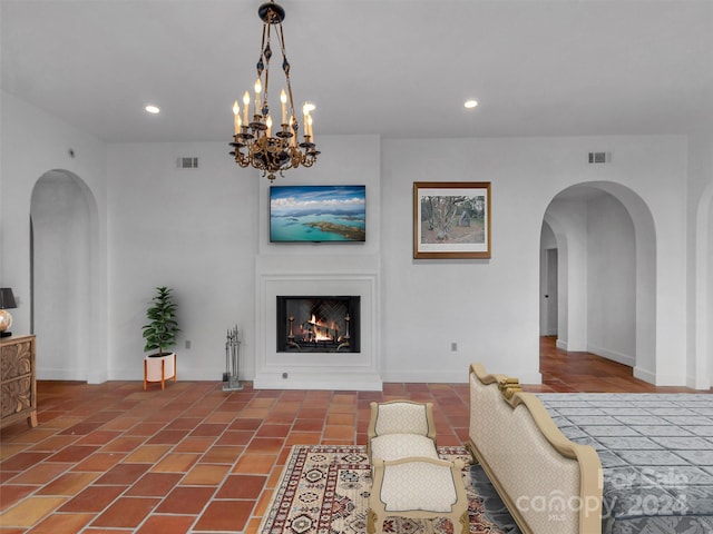 view of tiled living room