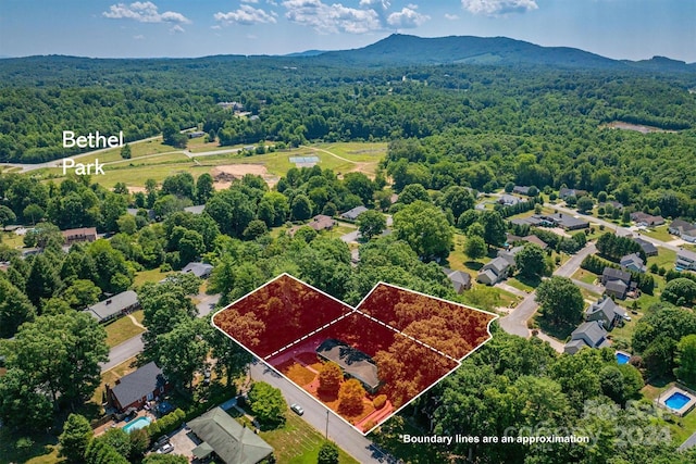 drone / aerial view with a mountain view