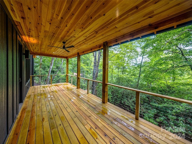 wooden terrace with ceiling fan