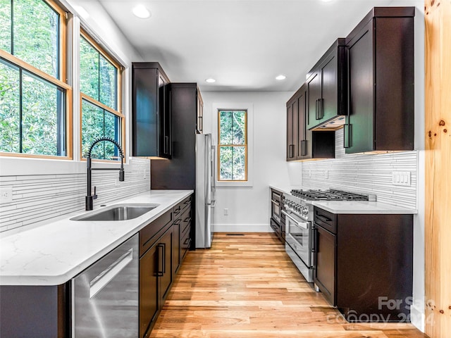 kitchen featuring appliances with stainless steel finishes, a wealth of natural light, and backsplash