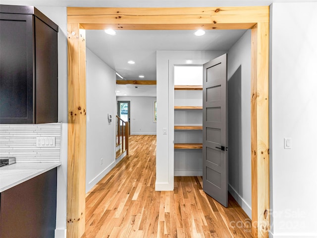 hall featuring light hardwood / wood-style flooring