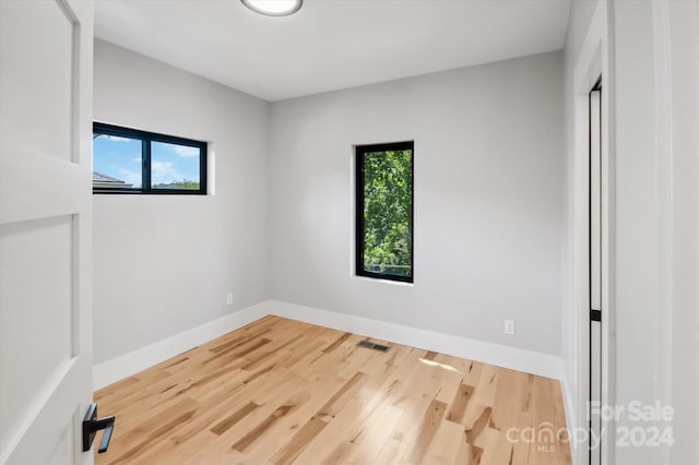 spare room with wood-type flooring