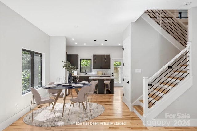 dining area featuring light hardwood / wood-style flooring