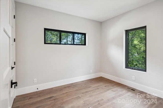 unfurnished room with light wood-type flooring and plenty of natural light