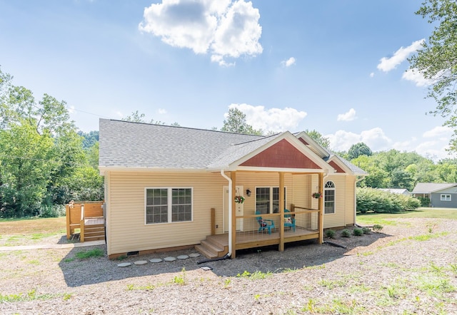 view of front of property with a deck